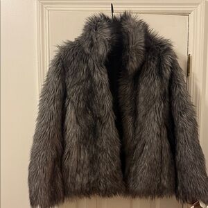 Baby, it’s cold outside one day sale… Chic Dark Gray Faux Fur Coat